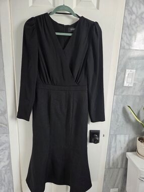 Sixdo Black Long Sleeve Wrap Dress